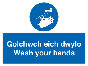 golchwch eich dwylo / wash your hands - safety sign